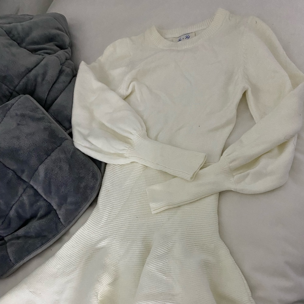 White sweater dress